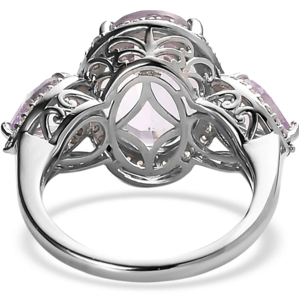 Genuine Rose De France Amethyst Ring in Platinum/925 Sz 6. New! - Picture 3 of 11